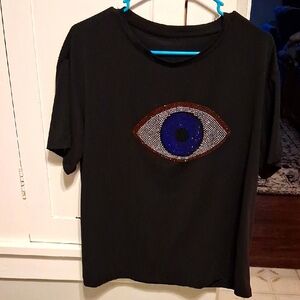 Shein Black Evil Eye T-Shirt